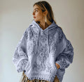 Comstylish Women's Floral Embroidery Art Casual Cozy Hoodie