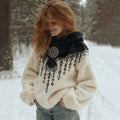 Comstylish Women's Vintage Viking Eagle Art Knit Cozy Flannel Hoodie