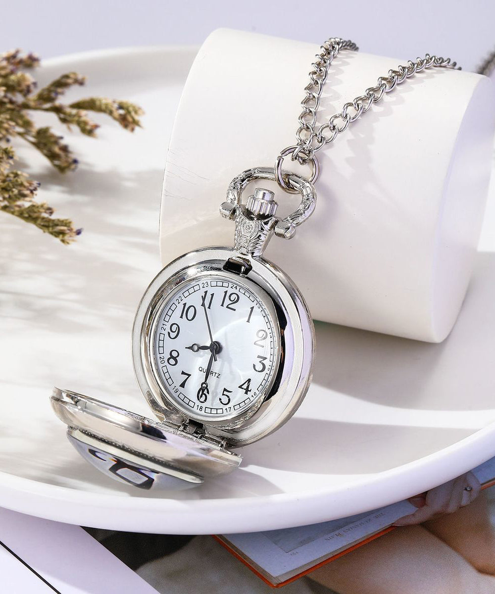 Unique Green Alloy Chain Gem Stone Pocket Watch