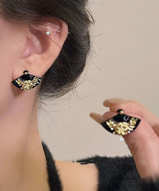 Gold Copper Sector Stud Earrings