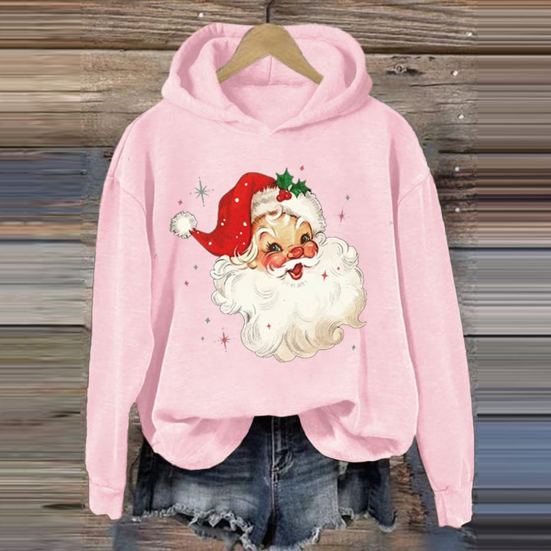 Comstylish Women's Santa Print Casual Crew Neck Sweatshirt