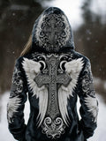 Comstylish Viking Celtic Cross With Wings Art Cozy Plush Hoodie