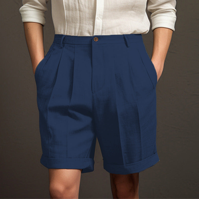 Men's Vintage Casual Pleated Cotton Linen Shorts elevenforest