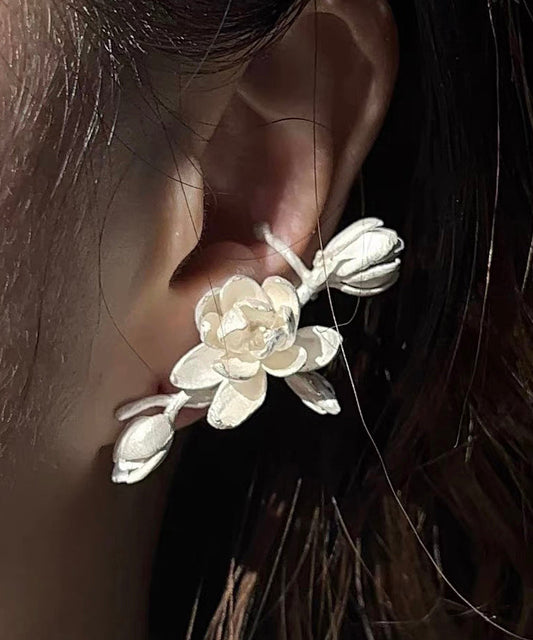 Modern White Sterling Silver Stud Earrings