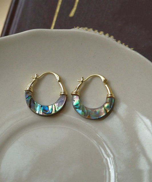 Gold Copper Overgild Shell Hoop Earrings