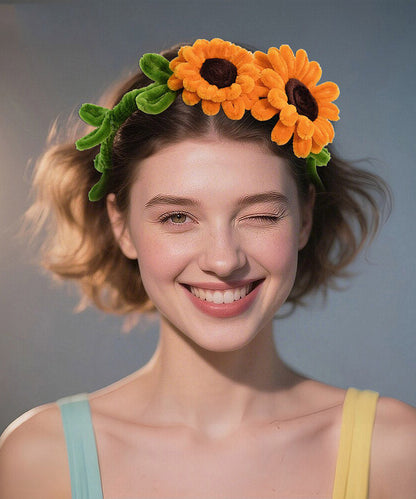 Orange Weave Sunflower Hairpiece