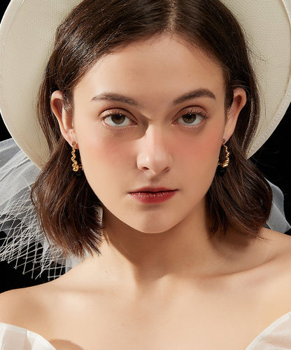 Gold Stainless Steel Overgild Gem Stone Resin Hoop Earrings