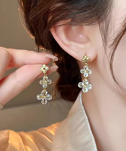 New Gold Copper Zircon Drop Earrings