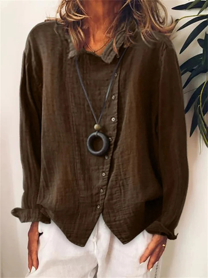 LM | Asymmetric button-up blouse