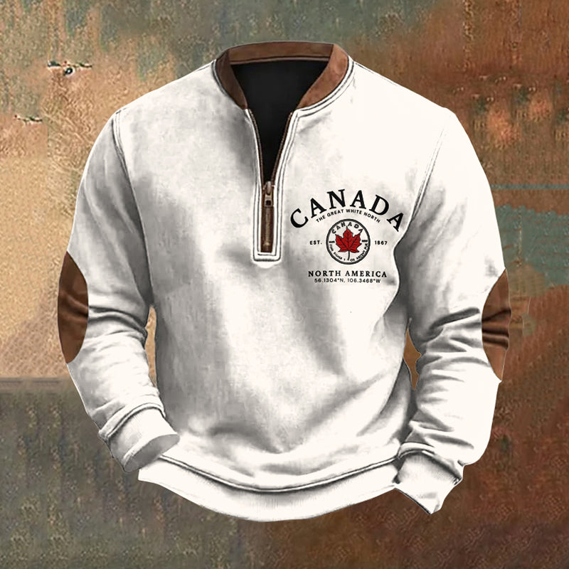 Men's Canada Print Zip Collar Sweatshirt elevenforest
