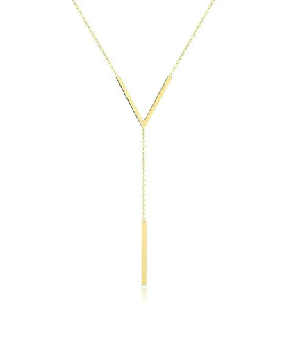 New V-shaped Long Clavicle Gold Colour Chain Neckla