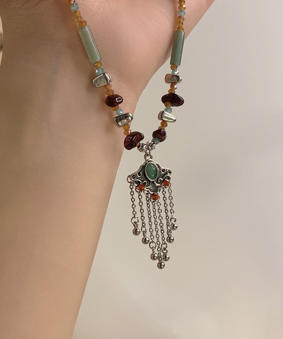 Retro Style Clavicle Chain Patchwork Ruyi Tassel
