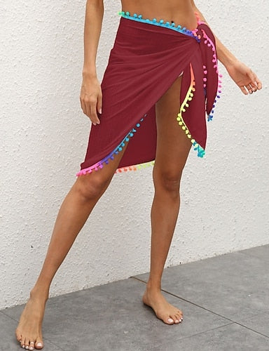 Swimwear Swim Dress Wrap Skirt Swimsuit Uv Protection Vacation Beach Wear Rainbow Sleeveless Bathing Suits