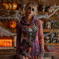 Comstylish Women's Halloween Rose Skull Witch Cosplay Hoodie