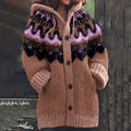 Vintage Ethnic Geometric Pattern Contrast Sweater Cardigan elevenforest