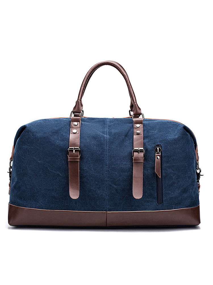 Vintage Washed Canvas Leather Patchwork Bag artswardrobe