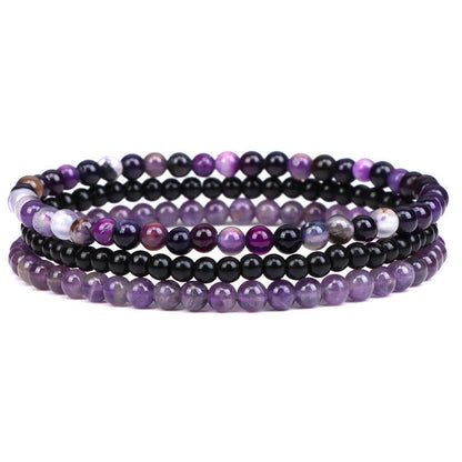 Buddha Stones 3pcs Natural Crystal Stone Inner Peace Spiritual Bracelet