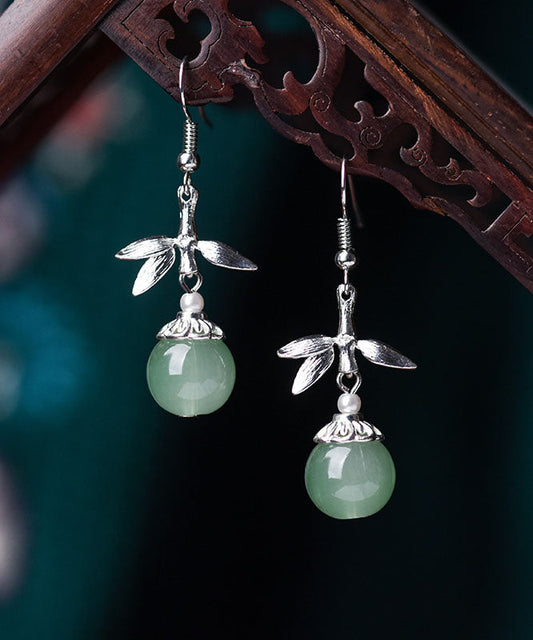 Silk Sterling Silver Coloured Glaze Pearl Bamboo Joint Drop Earrings