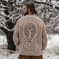 Men's Viking Tree Of Life Jacquard Celtic Style Knitted Sweater Cardigan artswardrobe