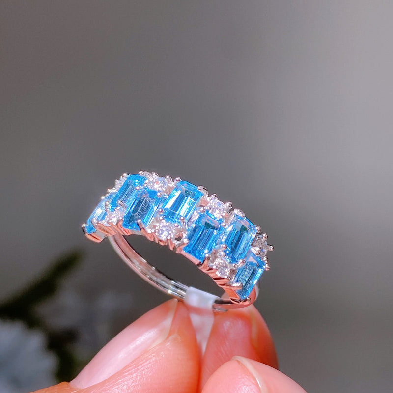 Adjustable S925 Crystal Healing Ring With Multi Gemstones