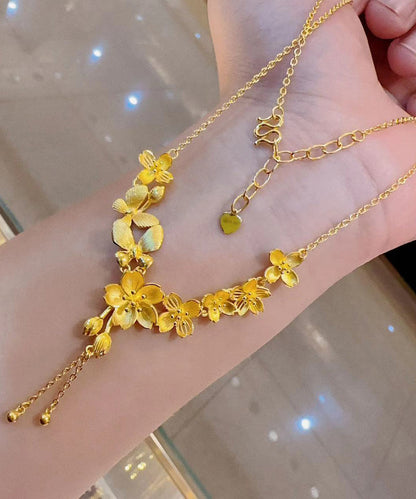 New Gold Sterling Silver Overgild Tassel Pendant Necklace