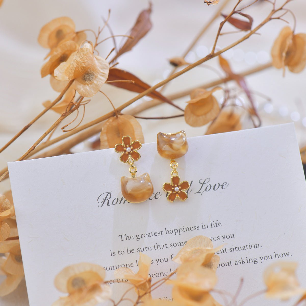 Amber Cat Earrings