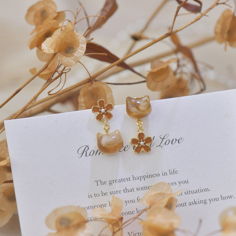 Amber Cat Earrings