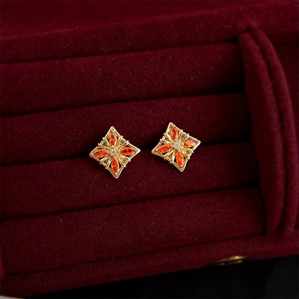 Amber Quatrefoil Earrings