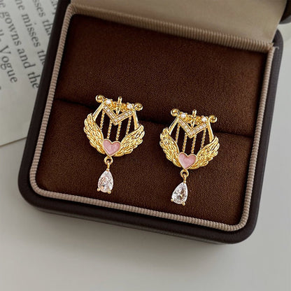 Amour Heart Lyre Earrings