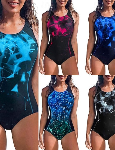 Bathing Suit Swimsuits One Pieces Gradient Uv Protection Elastic Sleeveless Swimwear Swimsuit Surfing Diving Swimming Summer