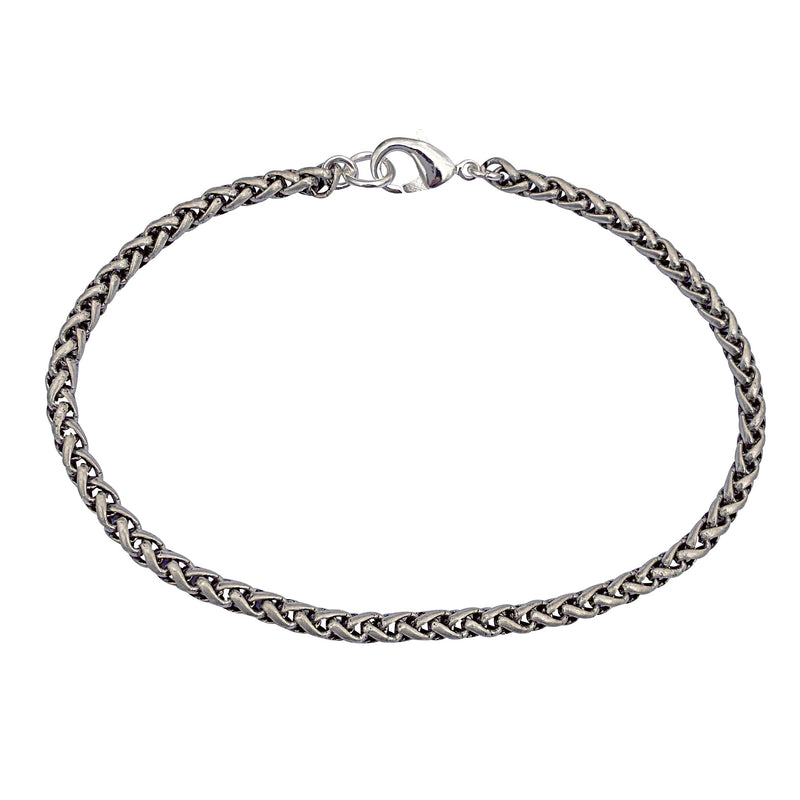 Antique Silver 3.2mm Thick Ponytail/foxtail/wheat Weave Chain Bracelet
