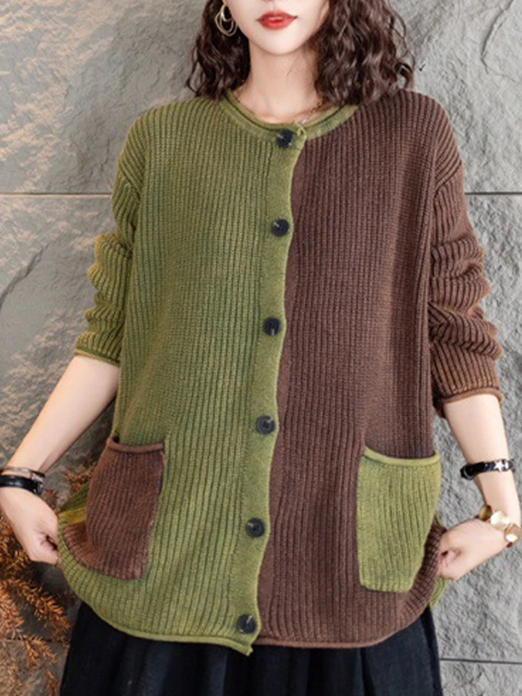 LM | Elegant knitted cardigan with color gradient and buttons