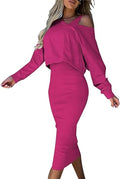 LM | Loose V-neck sweater + knitted wrap skirt set with a slim fit at the hips