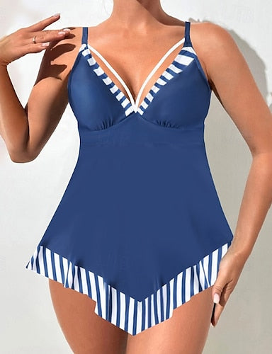 Swimwear 2 Piece Briefs Swimsuit Backless Vacation Beach Wear V Neck Sleeveless Bathing Suits