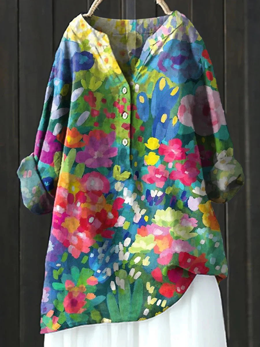 Women's Floral Art Print Casual Shirt