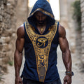 Men's Eye Of Horus Ancient Egyptian Embroidered Hooded Linen Tank artswardrobe