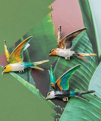 Boutique Orange Alloy Drip Glaze Young Swallow Brooch