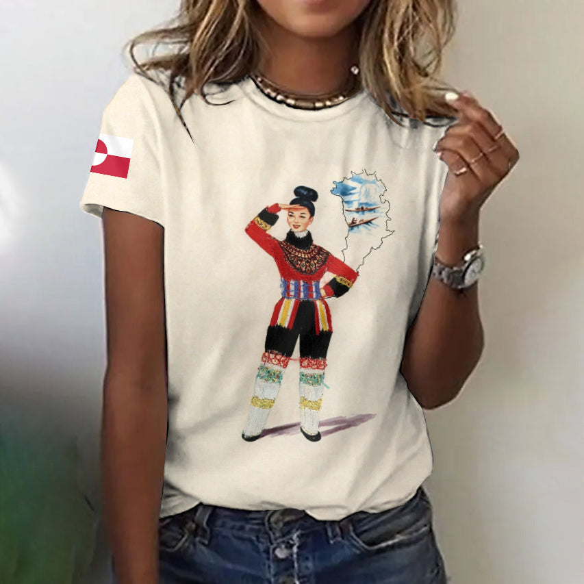 Women Greenland Aboriginals Support Greenland Short Sleeve T-shirts elevenforest