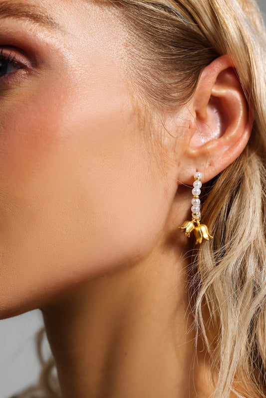 Gold Faux Pearl Earrings