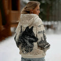 Comstylish Women's Viking Wolf Pattern Art Casual Hooded