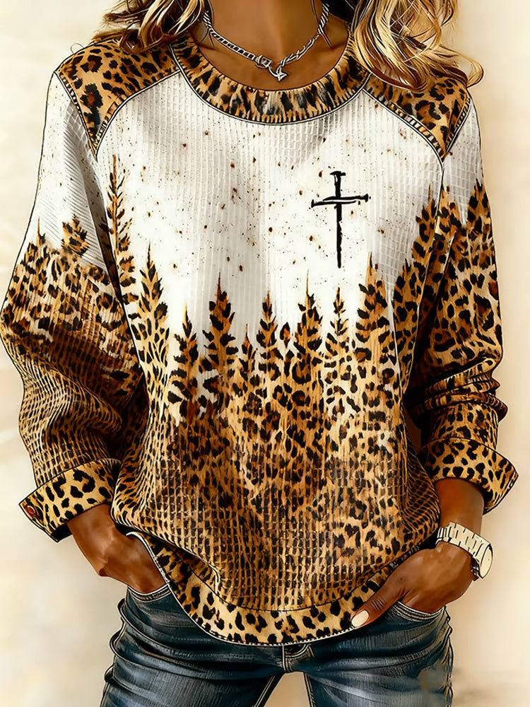 Comstylish Women's Vintage Faith Print Sweatshirt