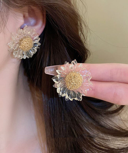 Vogue Nude Alloy Acrylic Sunflower Stud Earrings