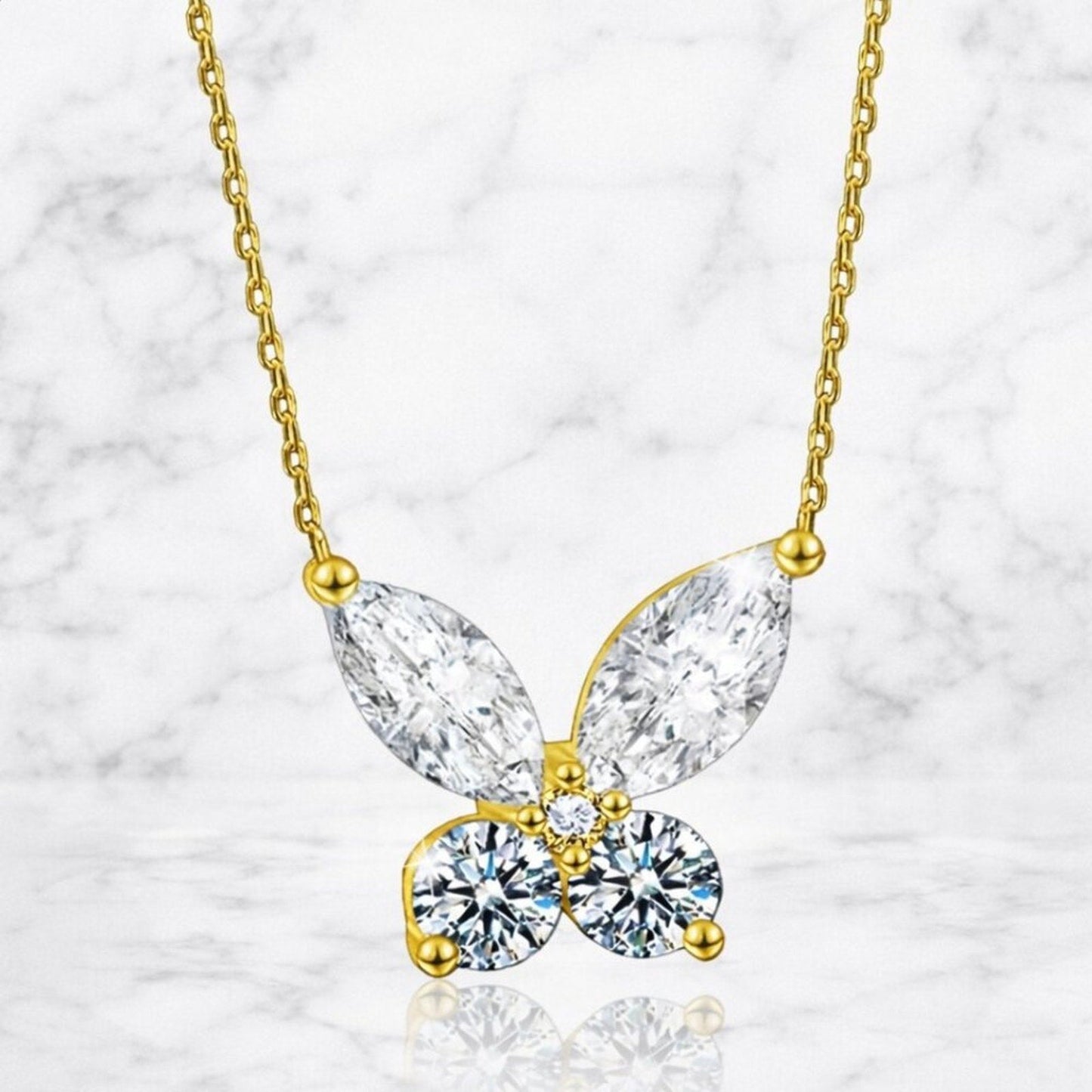 "mariposa" Diamond Butterfly Necklace Gold