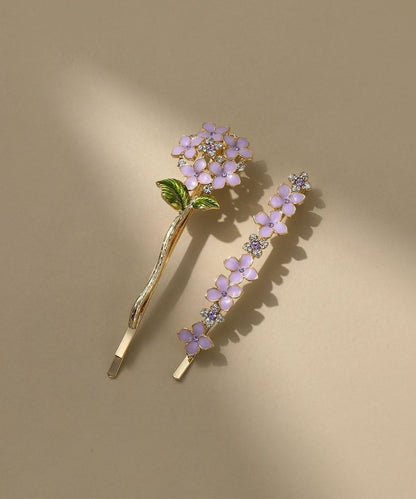 Purple Alloy Zircon Crystal Drip Glaze Asymmetrical Hairpin