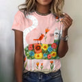 Animal World Print Women'S Round Neck T-Shirt elevenforest