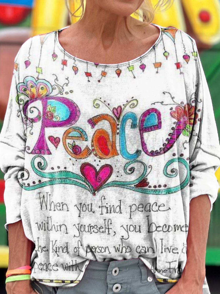 Women's Art Painting Hippie Print Loose Long Sleeves