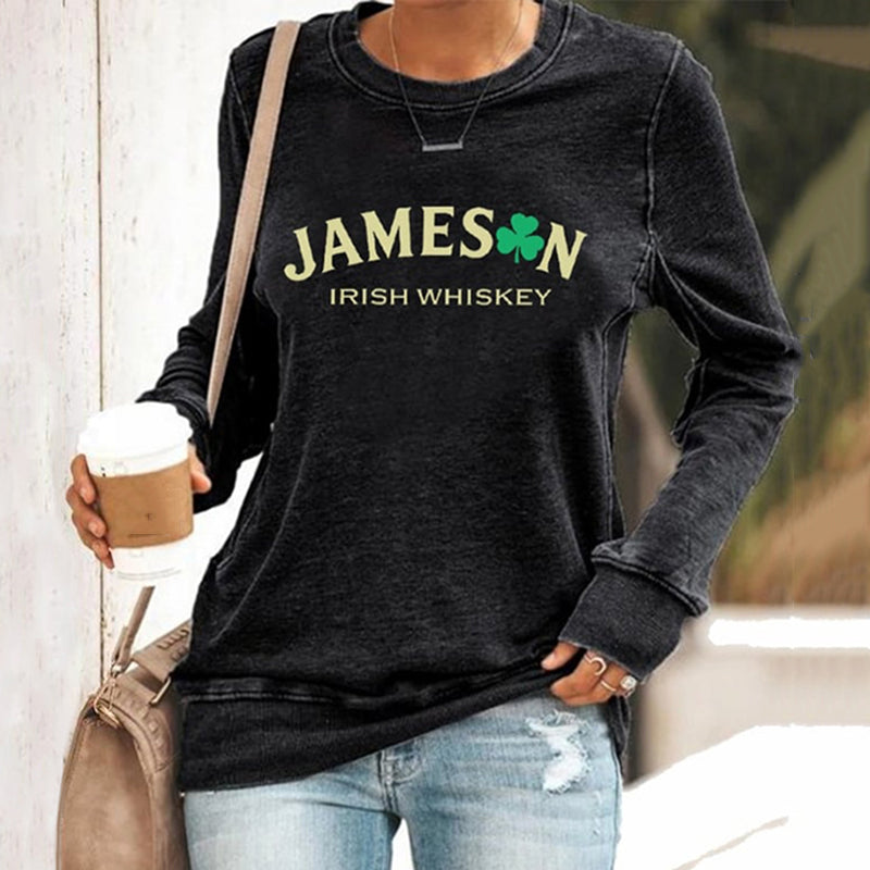 Comstylish Women's St. Patrick’s Day Jameson Irish Whiskey Print Casual Sweatshirt