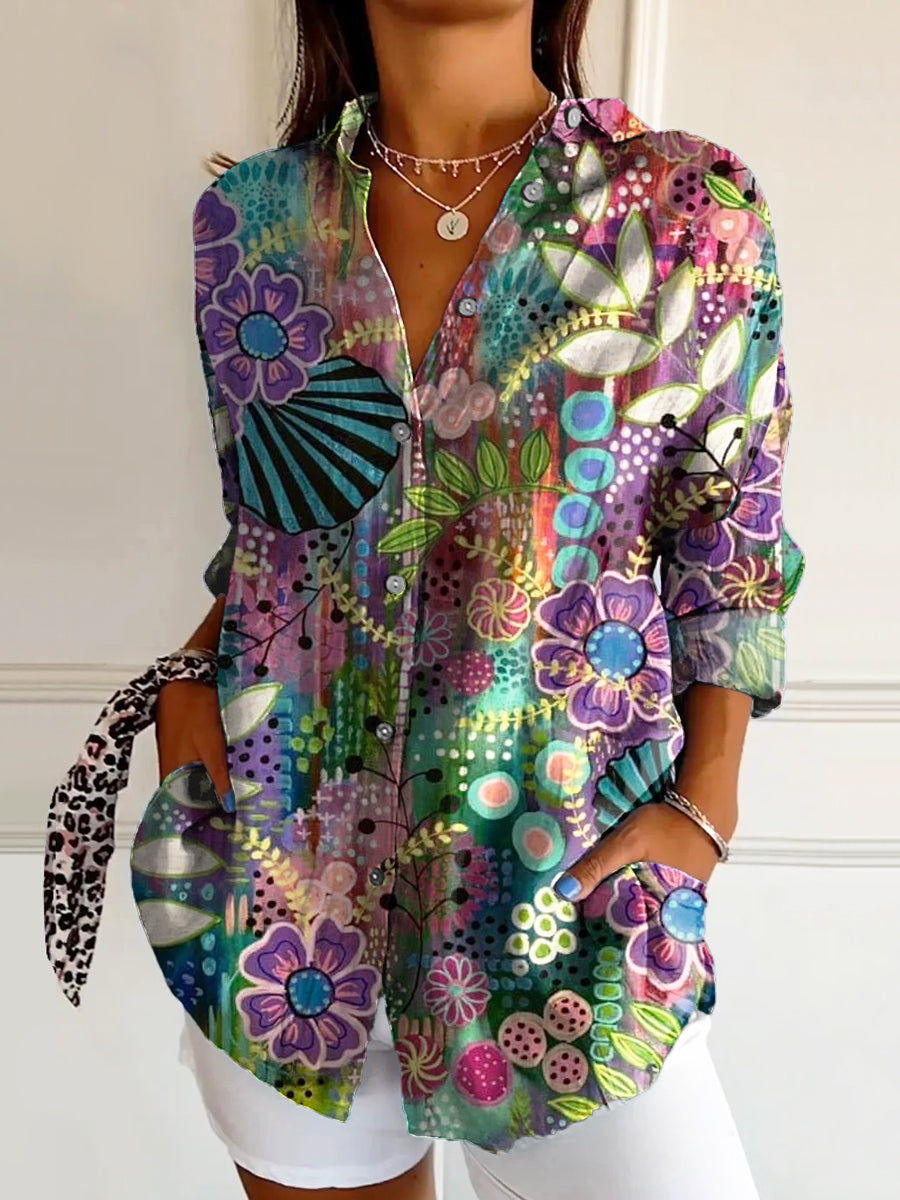 Women's Art Painting Hippie Print Long Sleeve Shirt