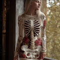 Comstylish Women's Halloween Skeleton Rose White Mini Skirt