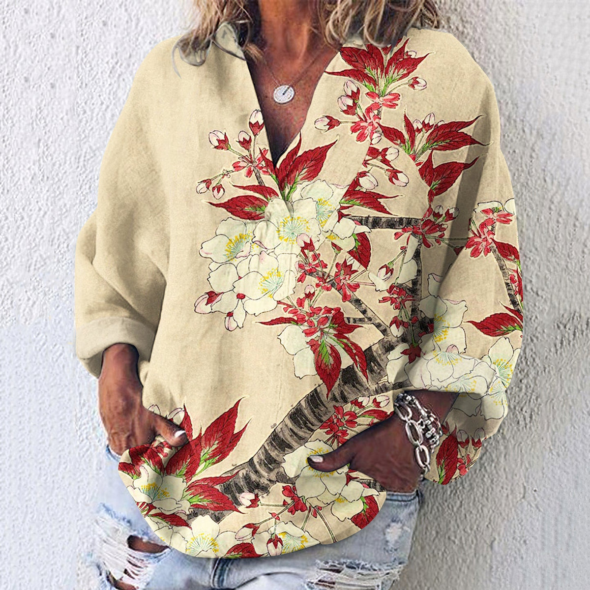 Comstylish Floral Poster Art Pattern Women's Tops